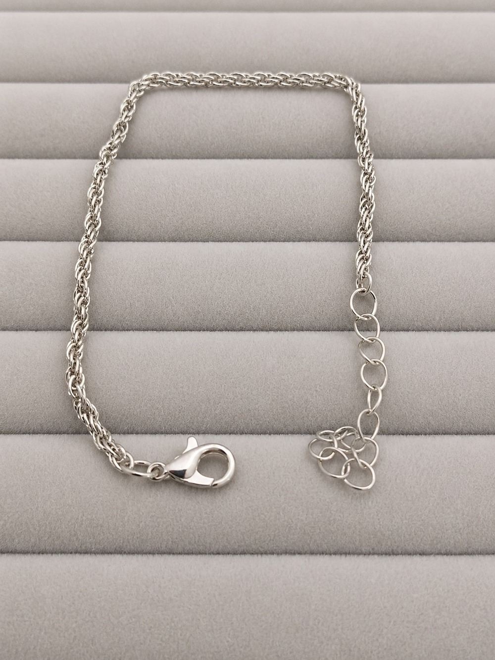 Sterling Silver Rope Chain Bracelet with Adjustable Loop and Lobster Clasp - Picture 2 of 4